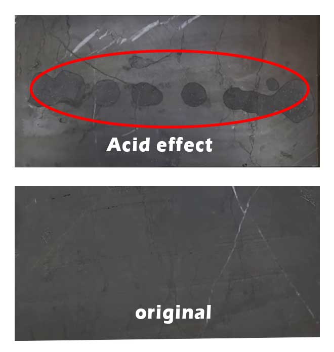 The effect of acid on stone